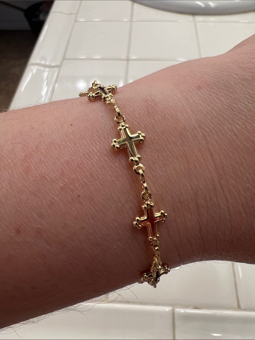 Gold Multi-Color Cross Bracelet 18k Gold Filled